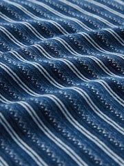 أزرق نيلي - تيشرت مخطط قطن 100% - صورة 7 من 7