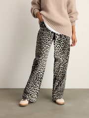 Leopard Print 100% Cotton Wide Leg Jeans - Image 1 of 5