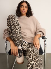Leopard Print 100% Cotton Wide Leg Jeans - Image 2 of 5