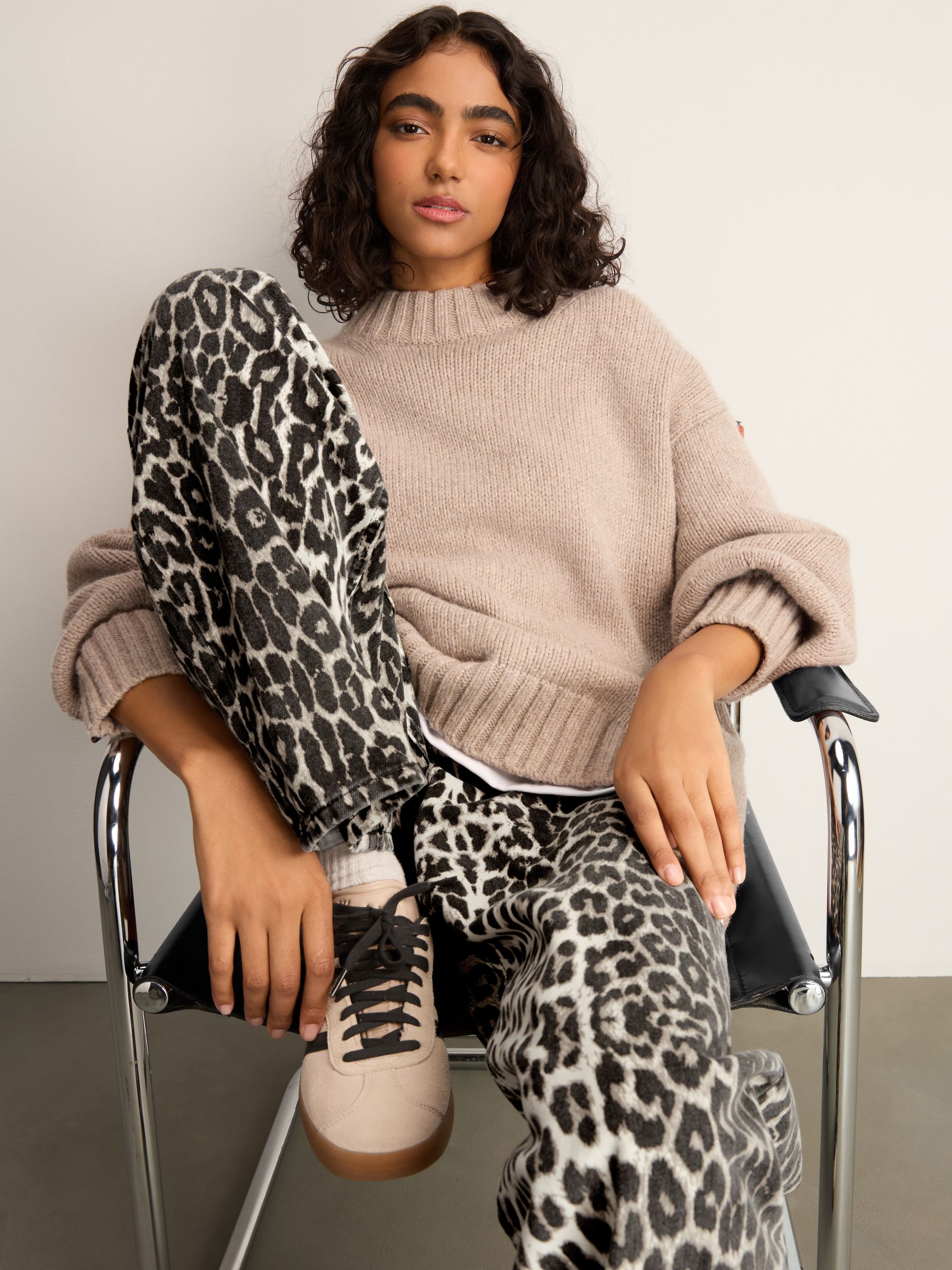 Buy Leopard Print 100% Cotton Wide Leg Jeans from Next USA Buy Leopard Print 100% Cotton Wide Leg Jeans from Next USA