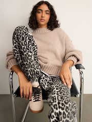 Leopard Print 100% Cotton Wide Leg Jeans - Image 4 of 5