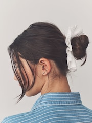 White Broderie 100% Cotton Hair Scrunchie - Image 2 of 5