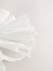White Broderie 100% Cotton Hair Scrunchie - Image 5 of 5