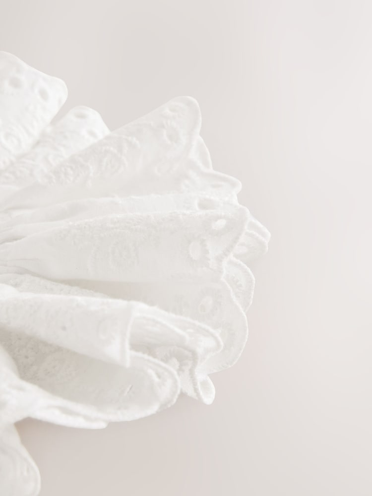 White Broderie 100% Cotton Hair Scrunchie - Image 5 of 5