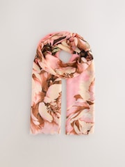 Ecru/Pink Floral Lightweight Scarf - Image 4 of 6