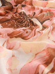 Ecru/Pink Floral Lightweight Scarf - Image 5 of 6