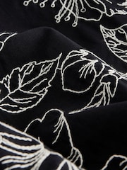 Black Embroidered Tie Front Maxi Length 100% Cotton Kimono - Image 7 of 9