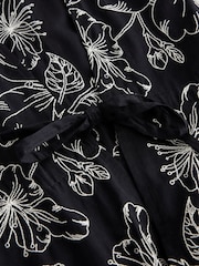 Black Embroidered Tie Front Maxi Length 100% Cotton Kimono - Image 8 of 9