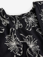 Black Embroidered Tie Front Maxi Length 100% Cotton Kimono - Image 9 of 9