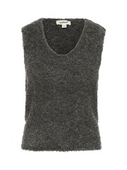 Soaked in Luxury Grey Slvenessa V-Neck Fluffy Knit Waistcoat - Image 1 of 2