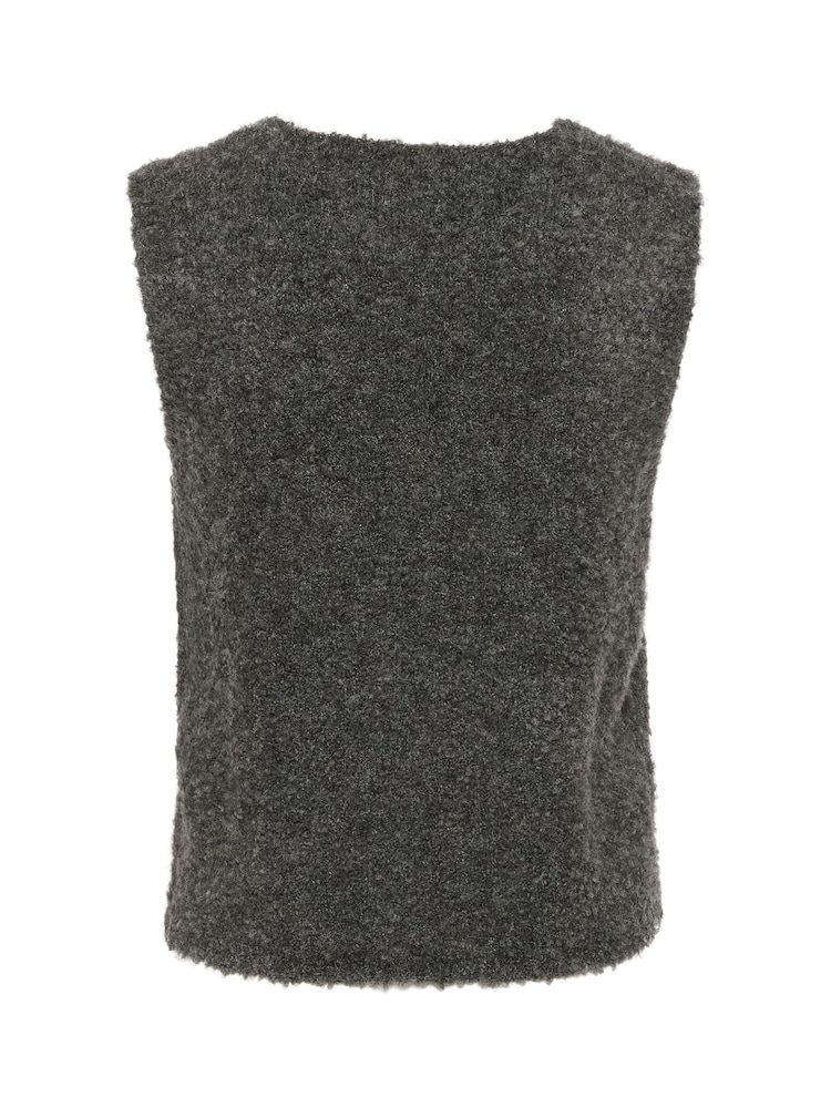 Soaked in Luxury Grey Slvenessa V-Neck Fluffy Knit Waistcoat - Image 2 of 2
