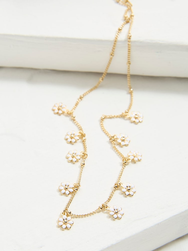 FatFace Gold Tone Daisy Chain Necklace - Image 3 of 3