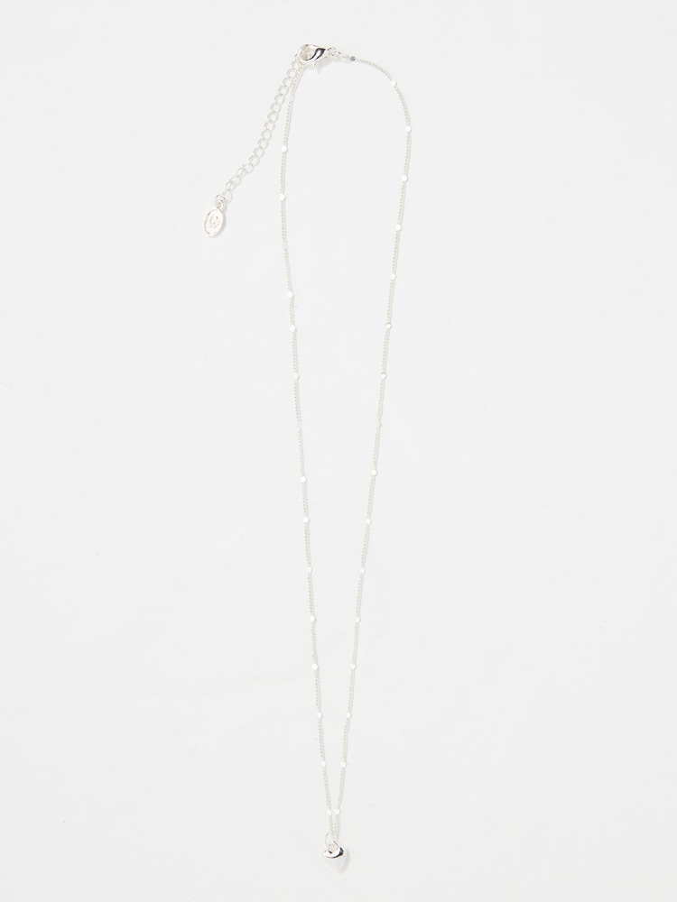FatFace Silver Tone Heart Pendant Necklace - Image 1 of 2