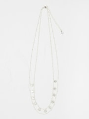 FatFace Silver Tone Double Layered Necklace - Image 1 of 2