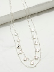 FatFace Silver Tone Double Layered Necklace - Image 2 of 2
