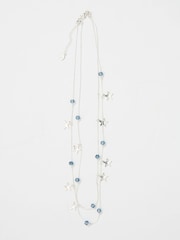 FatFace Silver Tone Star Beaded Layered Necklace - Image 1 of 2