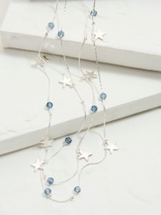 FatFace Silver Tone Star Beaded Layered Necklace - Image 2 of 2