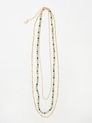 FatFace Gold Tone Triple Layered Gem Necklace - Image 1 of 2