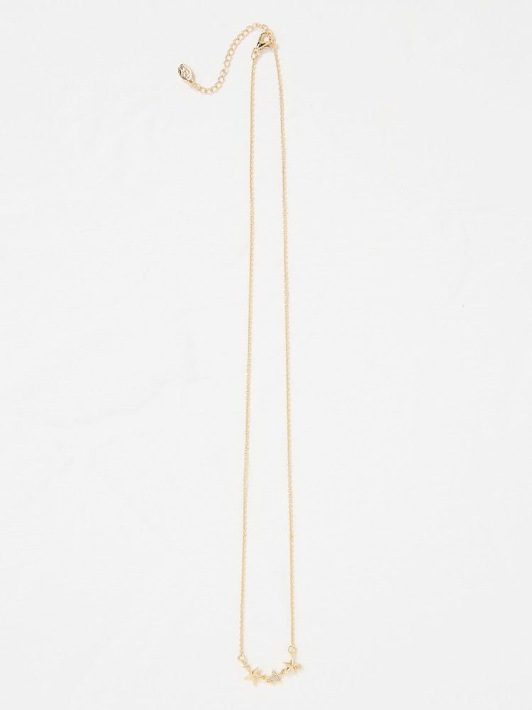 FatFace Gold Tone Trio Star Pendant Necklace - Image 1 of 2