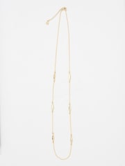 FatFace Gold Tone Hammered Oval Long Necklace - Image 1 of 2