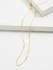 FatFace Gold Tone Hammered Oval Long Necklace - Image 2 of 2