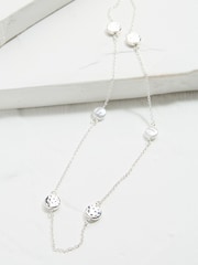 FatFace Silver Tone Hammered Disc Necklace - Image 2 of 2