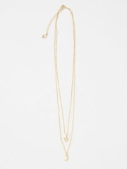 FatFace Gold Tone Star and Moon Layered Necklace - Image 1 of 2