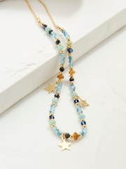 FatFace Blue Star Charm Beaded Necklace - Image 2 of 2