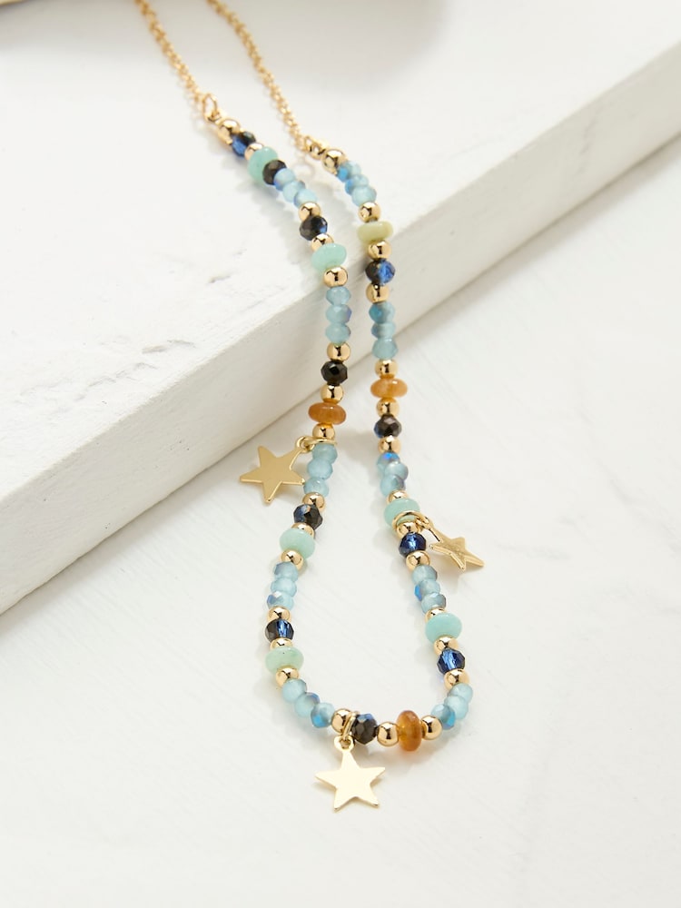 FatFace Blue Star Charm Beaded Necklace - Image 2 of 2