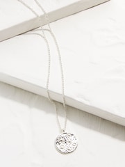 FatFace Silver Tone Flower Embossed Pendant Necklace - Image 2 of 2