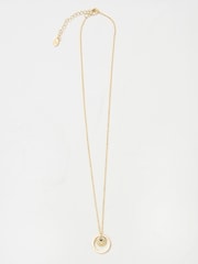 FatFace Gold Tone Circle Pendant Necklace - Image 1 of 2