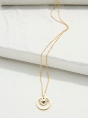 FatFace Gold Tone Circle Pendant Necklace - Image 2 of 2