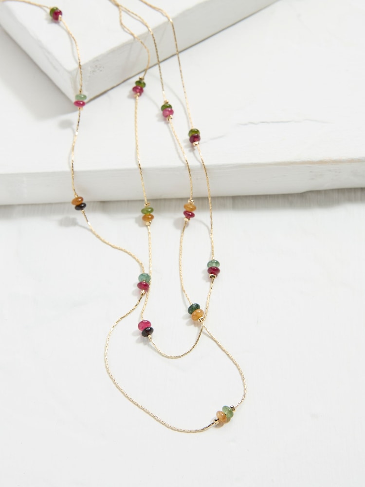 FatFace Multi Semi Precious Stone Layered Necklace - Image 2 of 2