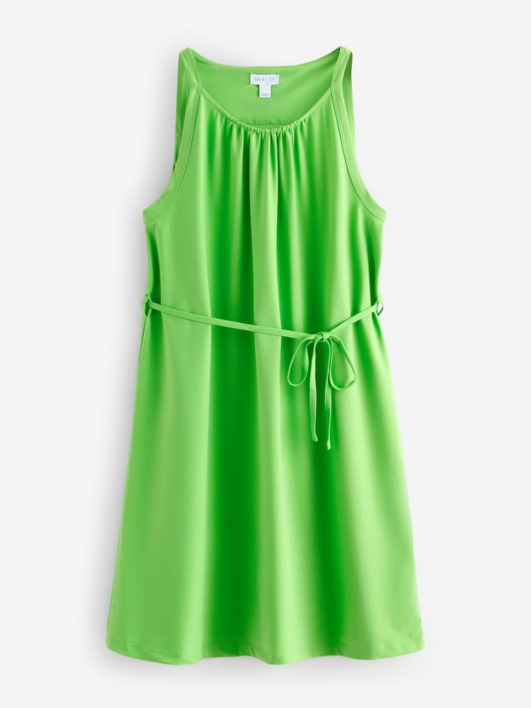Green Sleeveless Solid Jersey Dress - Image 1 of 3