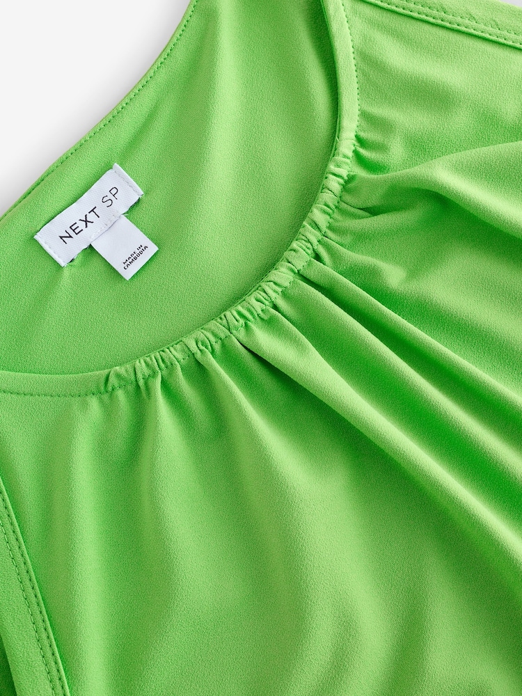 Green Sleeveless Solid Jersey Dress - Image 3 of 3