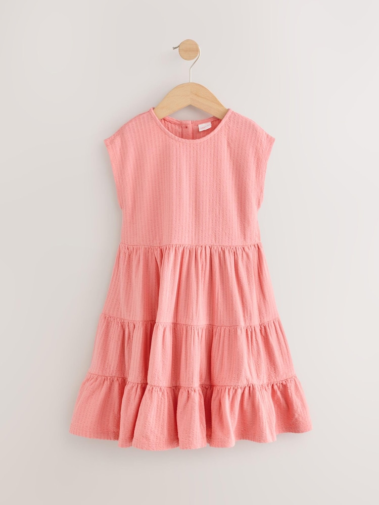 Pink Seersucker Jersey 100% Cotton Dress - Image 1 of 1