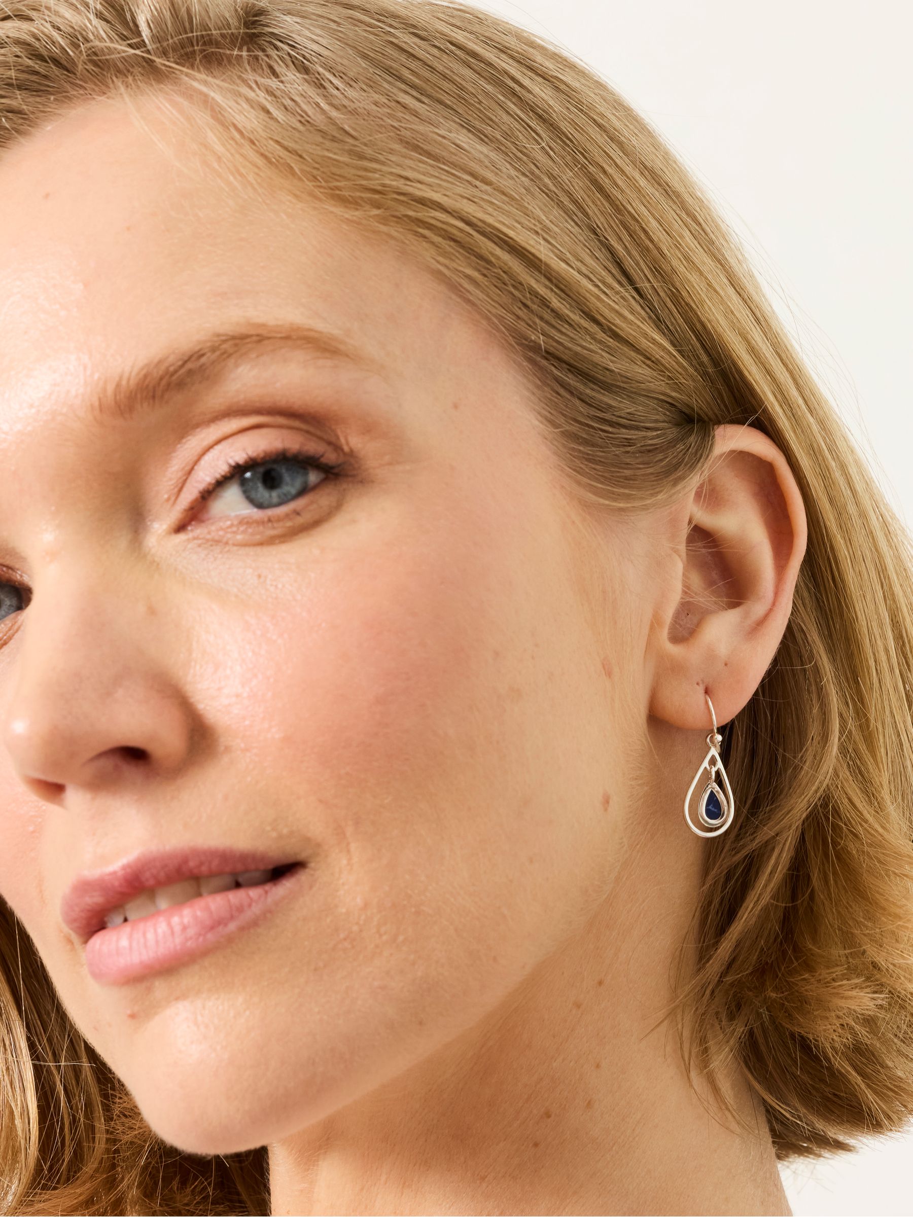 Fat Face - Women's Earrings - Navy Tear Drop