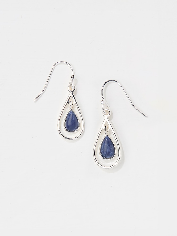FatFace Navy Tear Drop Earrings - Image 2 of 2