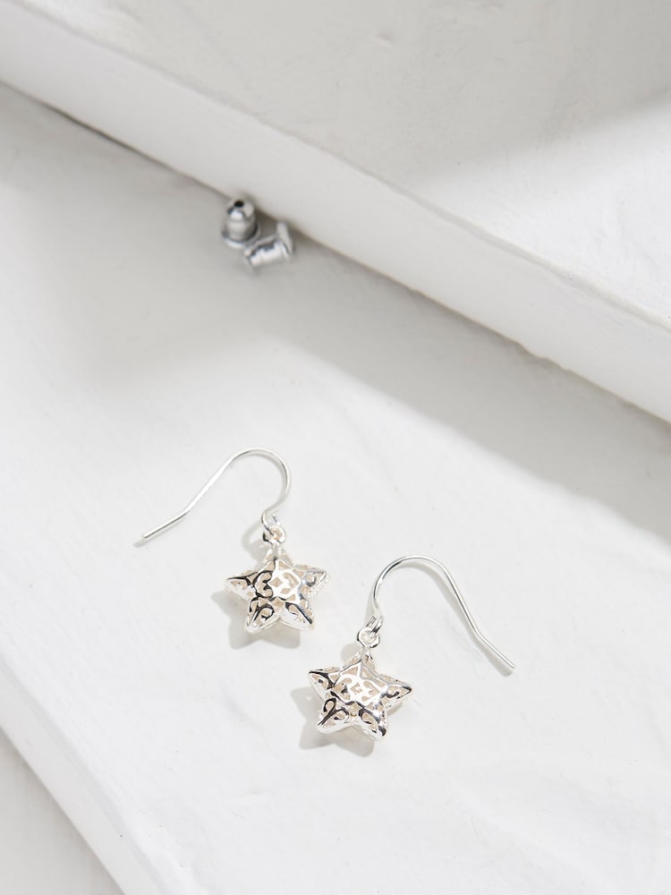 FatFace Silver Tone Filagree Star Drop Earrings - Image 1 of 2