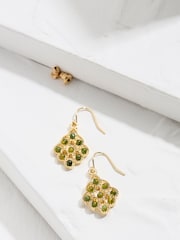 FatFace Gold Tone Stone Drop Earrings - Image 2 of 2
