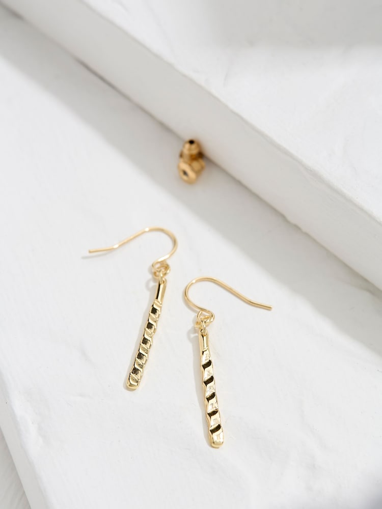 FatFace Gold Tone Twist Bar Drop Earrings - Image 1 of 2