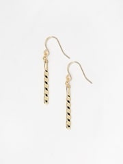 FatFace Gold Tone Twist Bar Drop Earrings - Image 2 of 2