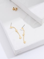 FatFace Gold Tone Triple Star Chain Earrings - Image 1 of 2