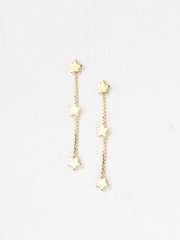 FatFace Gold Tone Triple Star Chain Earrings - Image 2 of 2