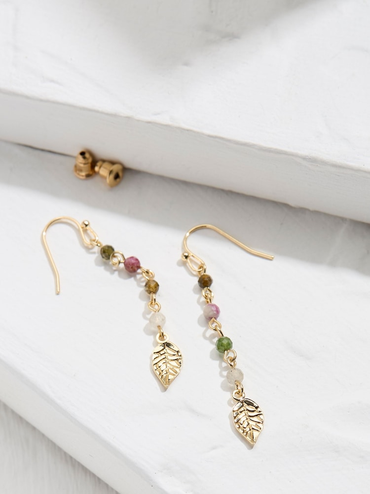 FatFace Multi Gem Leaf Drop Earrings - Bild 1 von 2