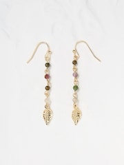 FatFace Multi Gem Leaf Drop Earrings - Bild 2 von 2