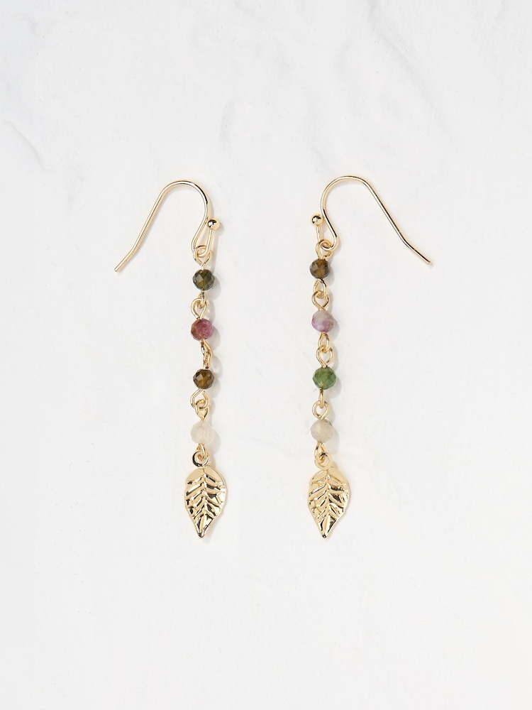 FatFace Multi Gem Leaf Drop Earrings - Bild 2 von 2