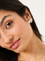 FatFace Gold Tone Flower Petal Earrings - Image 1 of 4