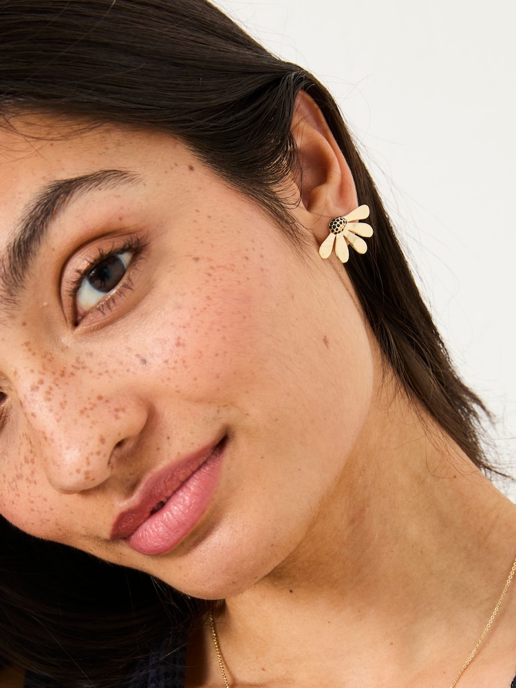 FatFace Gold Tone Flower Petal Earrings - Image 1 of 4