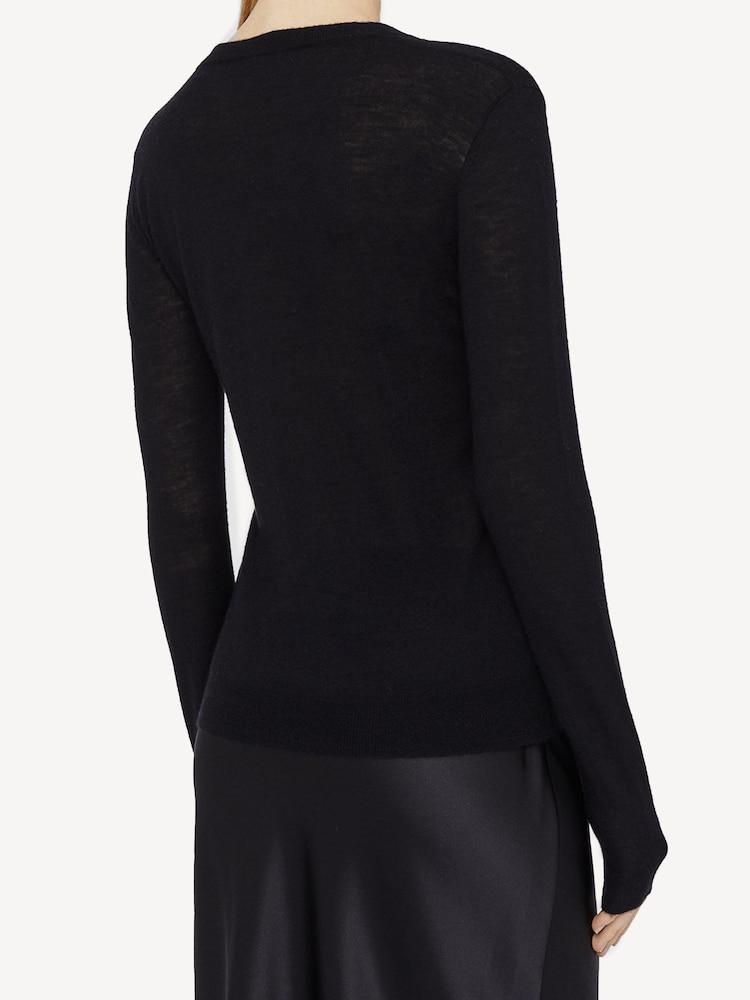 Joseph Black Round Neck Cashair Cashmere Jumper - Image 2 of 4
